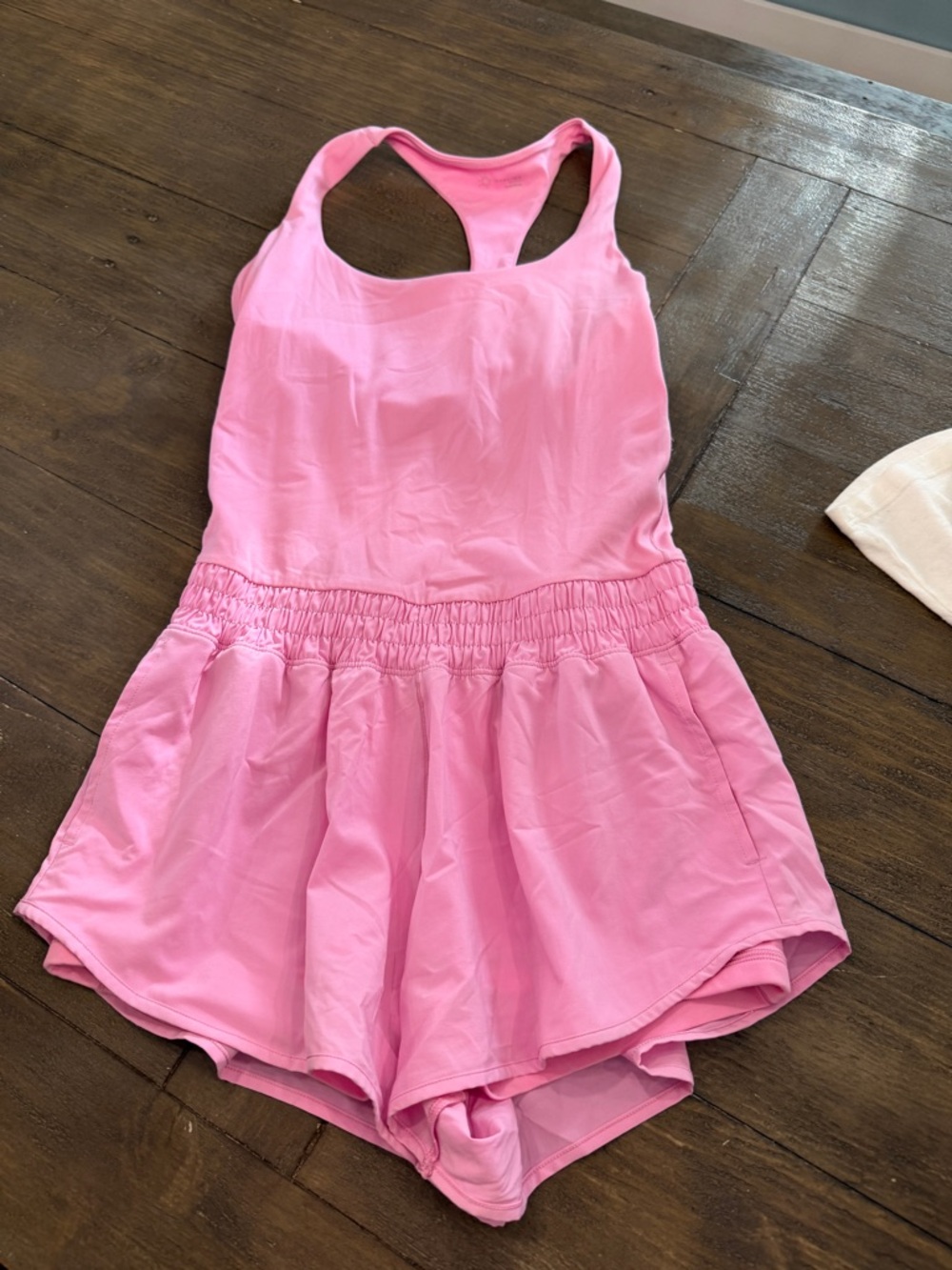 AERIE Pink Racerback Romper with Skirted Shorts
